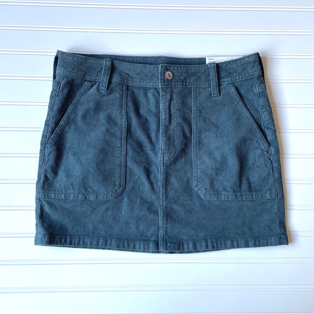 NEW American Eagle High-Rise Mini Skirt Size 8 Teal Blue Corduroy Stretch Bratz